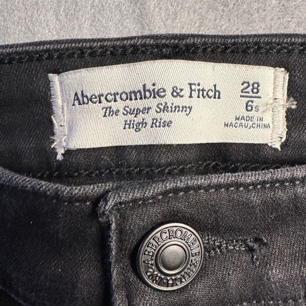 Abercrombie & Fitch High Rise Super Skinny Ankle Jeans Black, Size 28/6